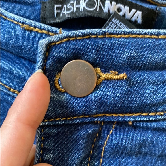 Fashion Nova Blue High-Waisted Jean Shorts - Picture 9 of 12